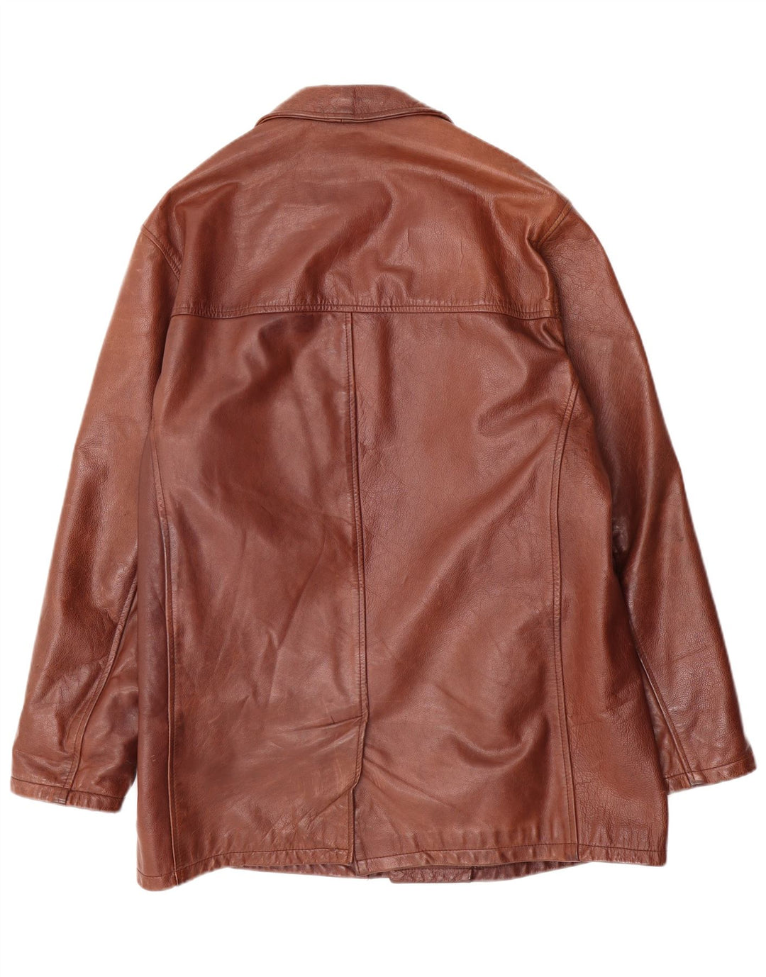 Винтажная мужская кожаная куртка UK 38, кожа среднего коричневого цвета