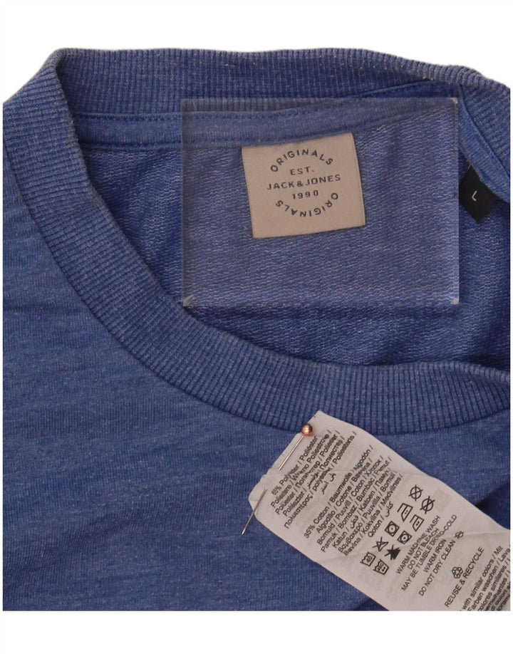 JACK & JONES Mens Sweatshirt Jumper Large Blue Polyester