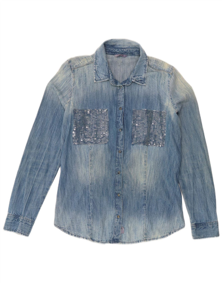 Guess Женская джинсовая рубашка оверсайз UK 6 XS Синяя хлопковая