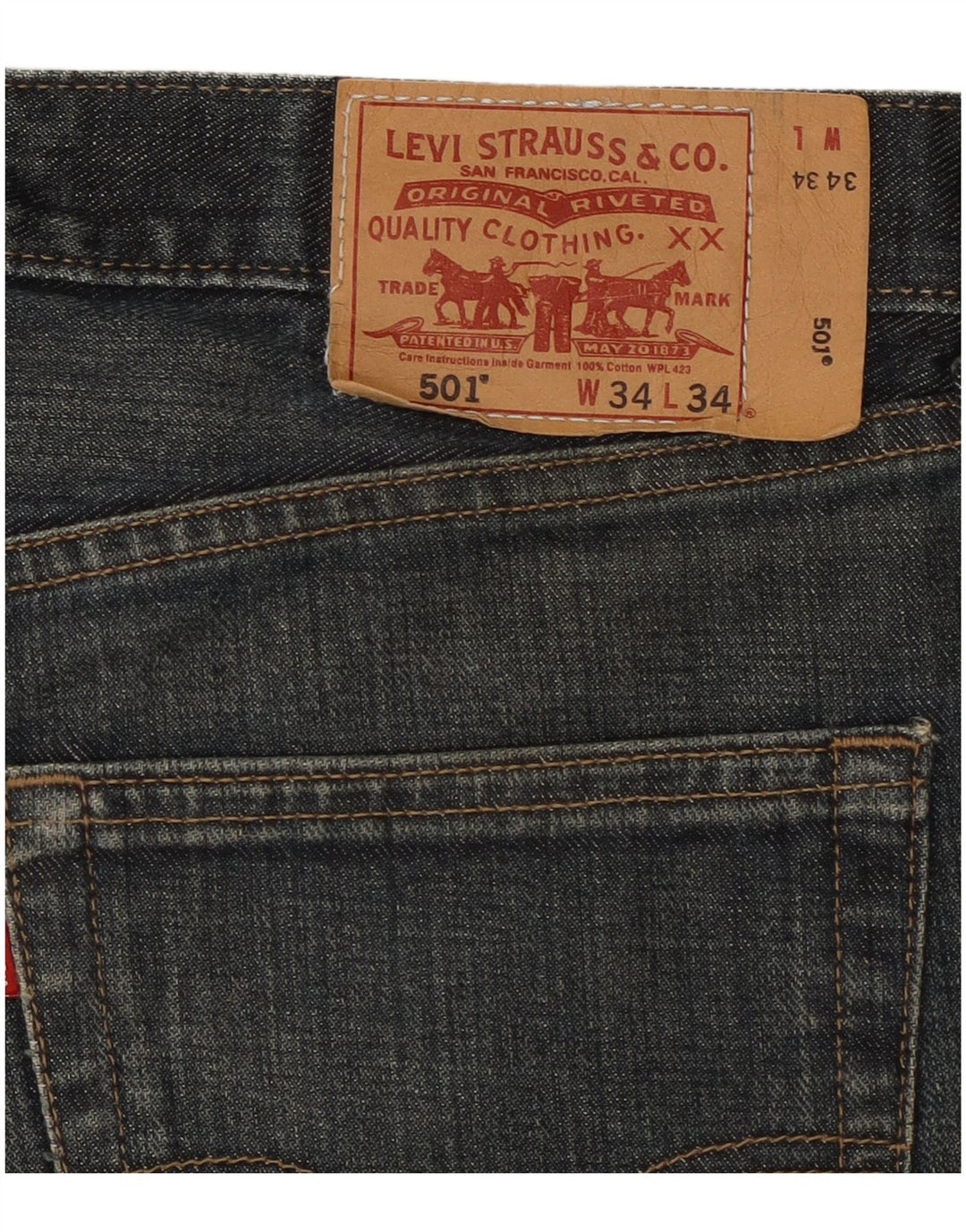 Мужские джинсовые шорты LEVI'S 501 W34, большие синие, хлопок
