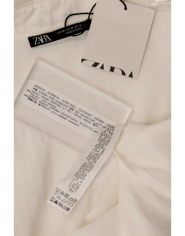 Женское платье с запахом и длинными рукавами Zara UK 12, средний белый, вискоза