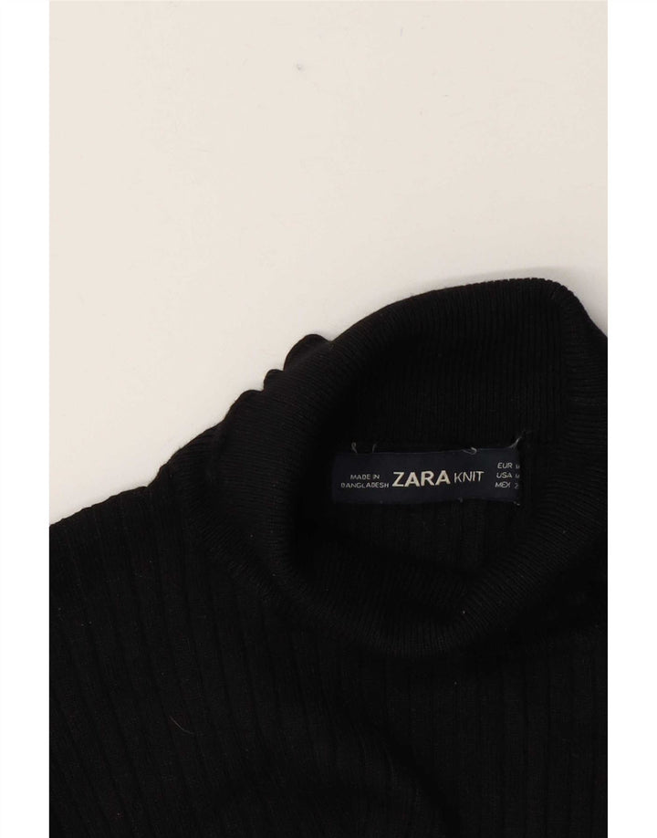 Женская блузка с высоким воротником Zara Top UK 12, средний черный