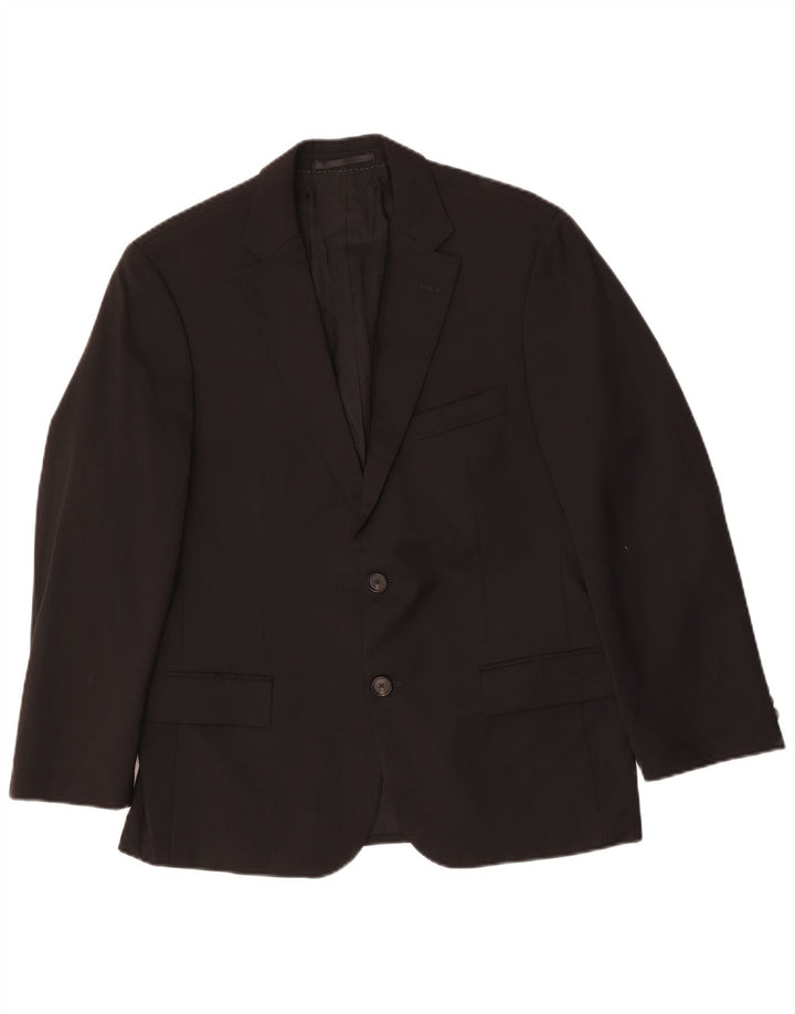 HUGO BOSS Mens 2 Button Blazer Jacket IT 48 Medium Black Wool