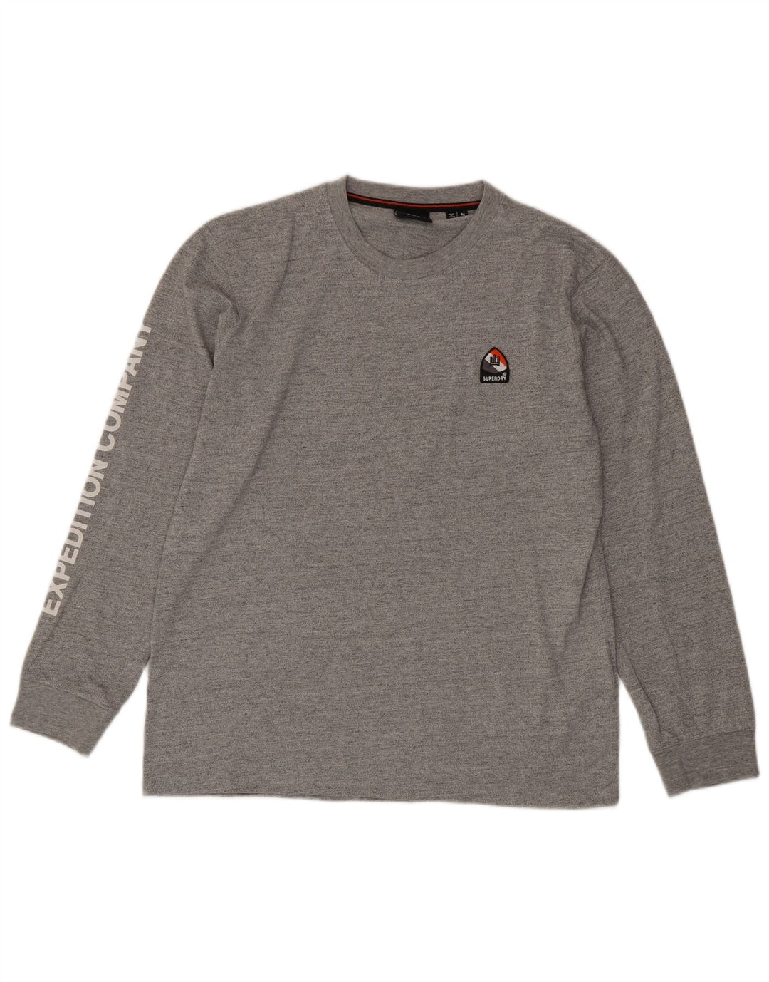 SUPERDRY Мужской топ с рисунком, длинный рукав, средний серый хлопок с крапинками