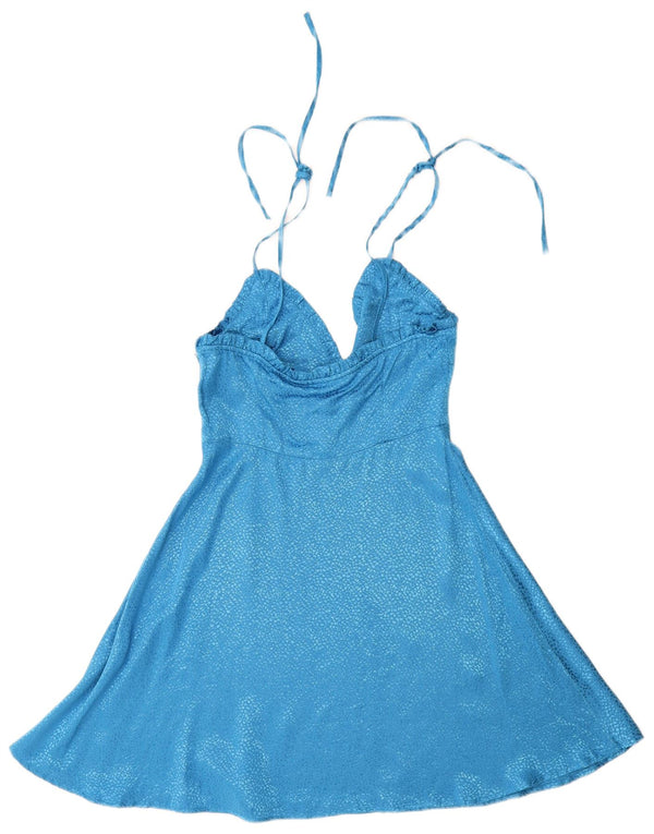 Женское платье-комбинация ZARA UK 8, маленькое синее в крапинку, вискоза