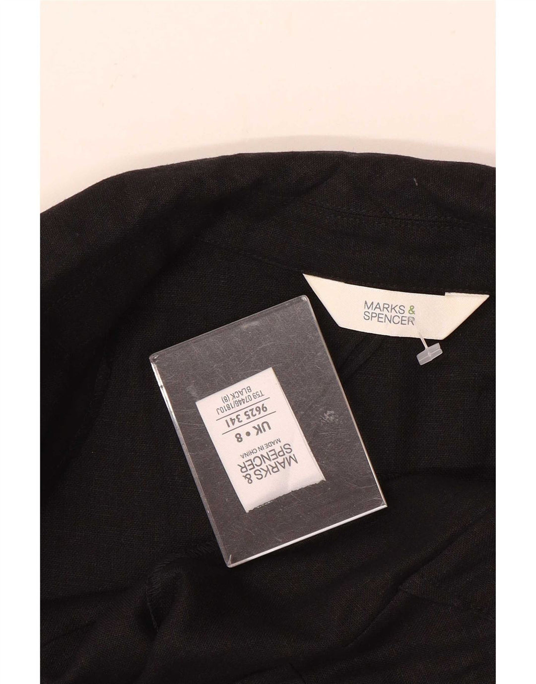 Женский пиджак с рукавом 3/4 Marks & Spencer, Великобритания, 8, маленький, черный льняной пиджак