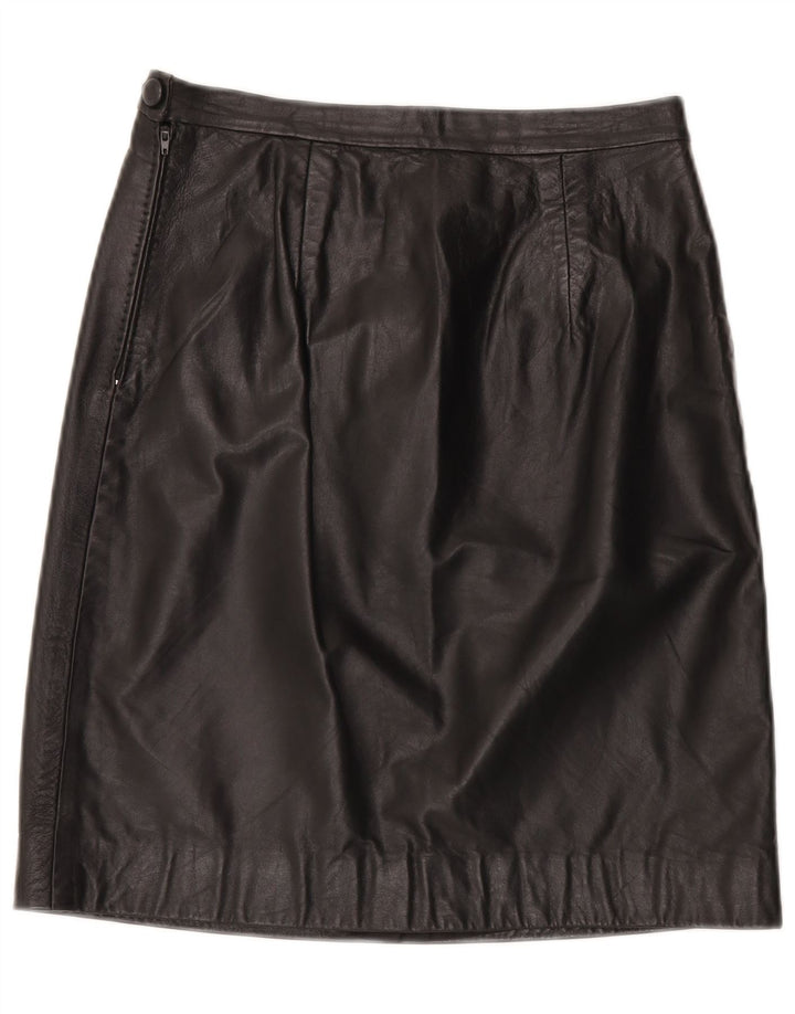 Винтажная женская кожаная юбка W29, средний черный