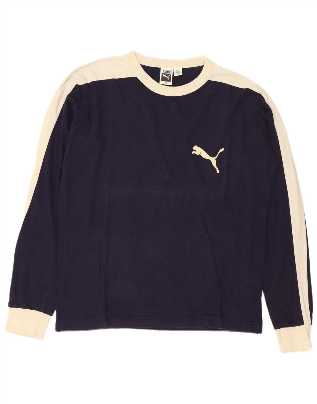 Мужской топ Puma с длинным рукавом, средний темно-синий, хлопок с цветными блоками