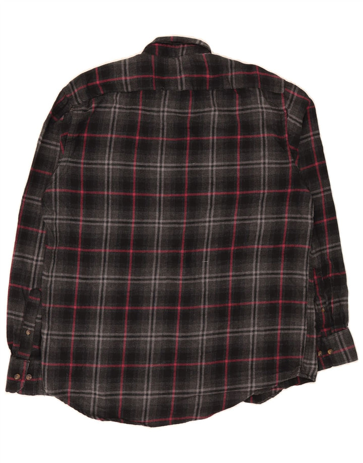 IZOD Mens Flannel Shirt Medium Grey Check Cotton Vintage Izod and Second-Hand Izod from Messina Hembry 