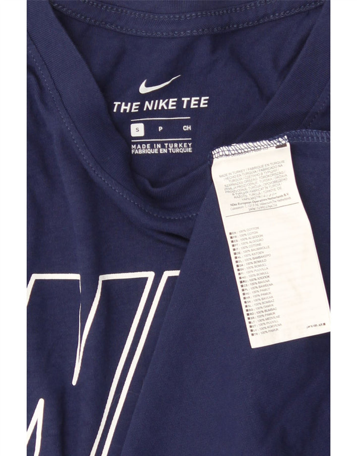 Мужская футболка с рисунком NIKE, маленький темно-синий хлопковый топ