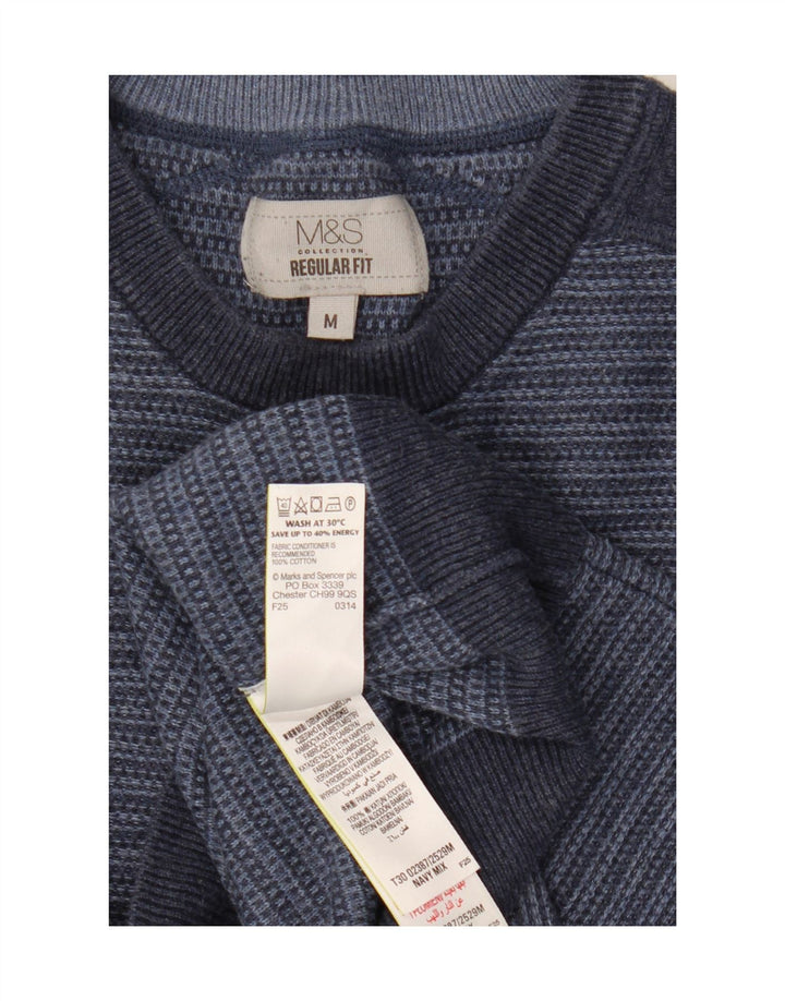 Мужской джемпер с круглым вырезом Marks & Spencer, средний темно-синий в полоску