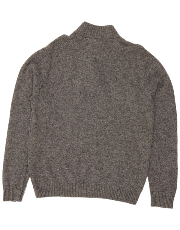 Crew Clothing Мужской джемпер на пуговицах, свитер XL, серая шерсть