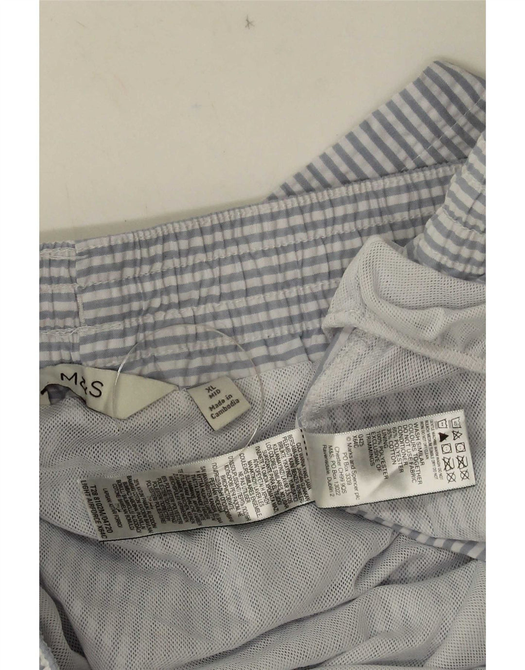 Мужские шорты для плавания Marks & Spencer XL, синий полиэстер в тонкую полоску