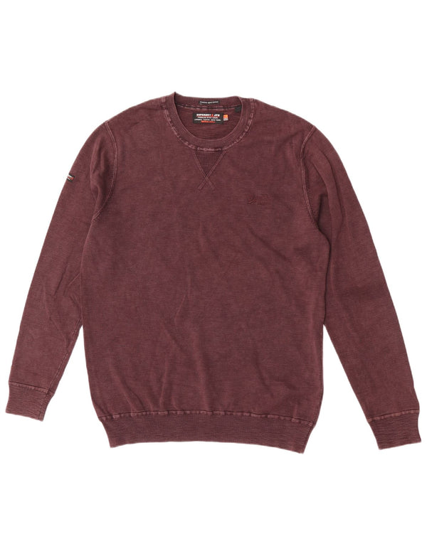 Женский джемпер с круглым вырезом Superdry UK 18 XL Темно-бордовый хлопок