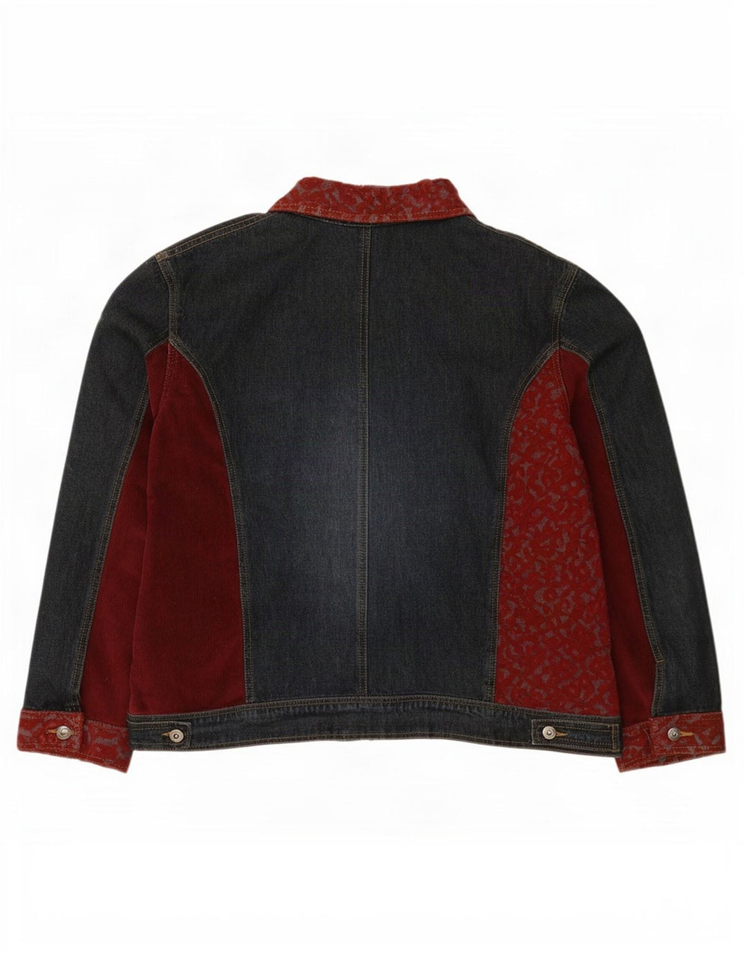 Винтажная женская джинсовая куртка UK 18 XL, синяя лоскутная хлопковая ткань