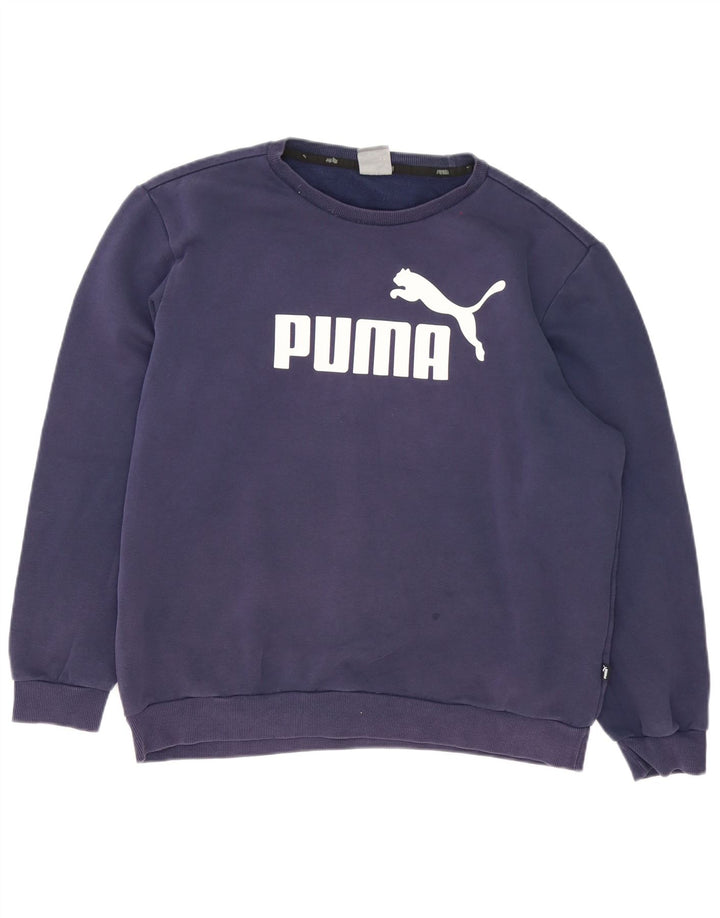 Мужской свитшот с рисунком Puma, большой темно-синий хлопковый джемпер