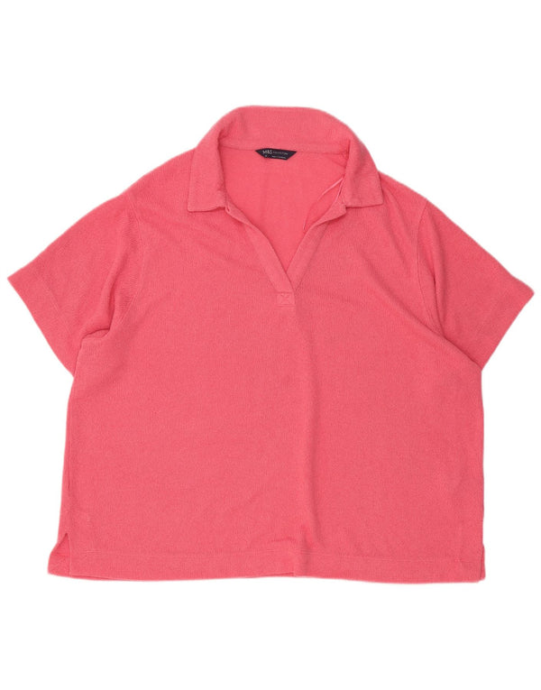 Женская рубашка поло Marks & Spencer UK 22 3XL розовая вискоза