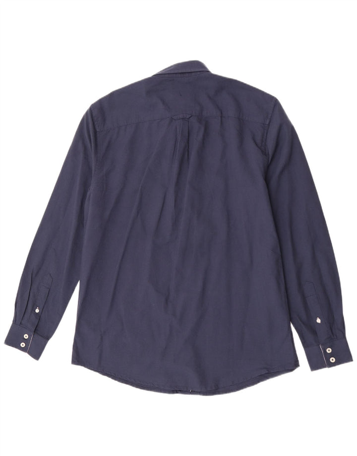 Crew Clothing Мужская рубашка классического кроя среднего размера, темно-синяя, хлопковая