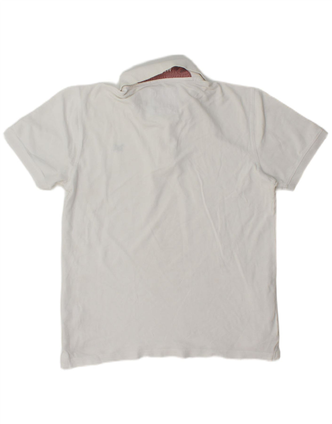 Crew Clothing Мужская рубашка поло среднего размера из белого хлопка