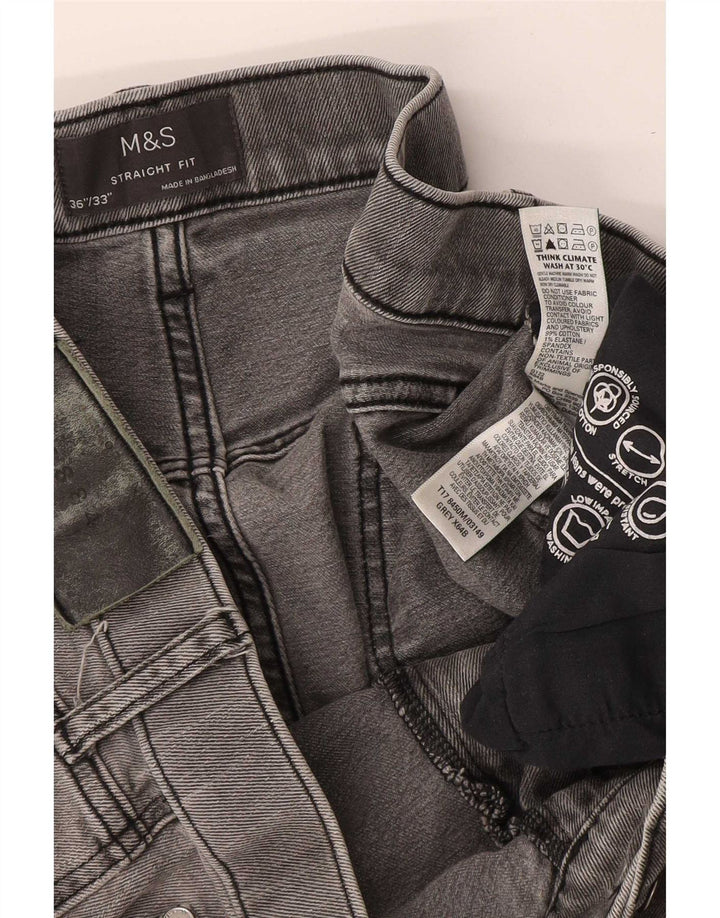Мужские прямые джинсы Marks & Spencer W36 L33 серые, хлопок