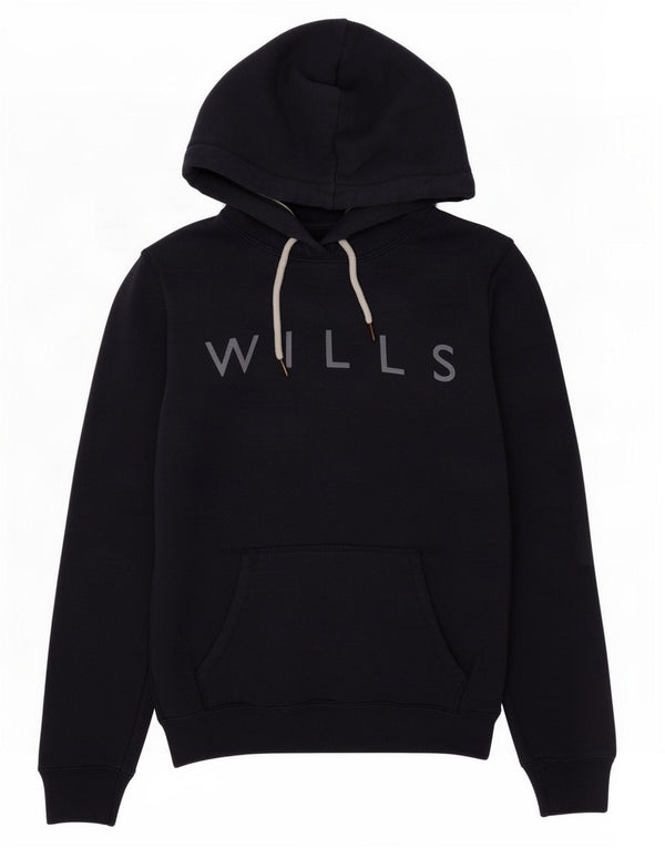 Jack Wills Womens Graphic Hoodie Jumper UK 8 Small Navy Blue Cotton
