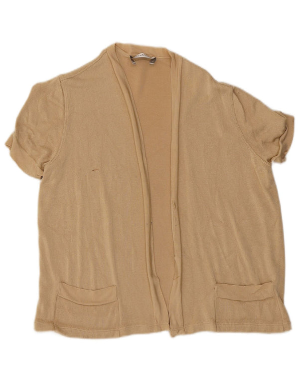 Женский открытый кардиган с короткими рукавами Max Mara UK 14, средний бежевый