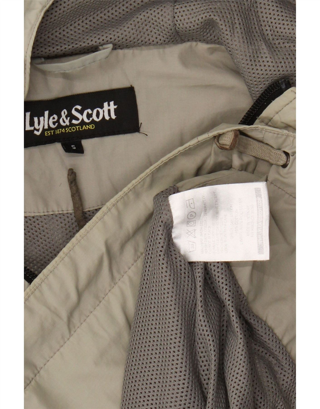 Мужская дождевик с капюшоном Lyle & Scott UK 36, маленький, бежевый, нейлон