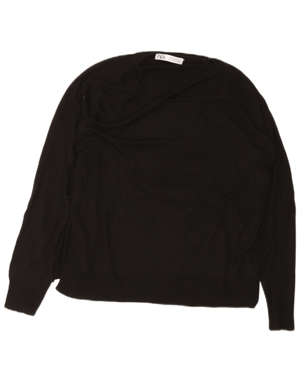 Женский свитер с вырезом «лодочка» Zara UK 18 XL, черный