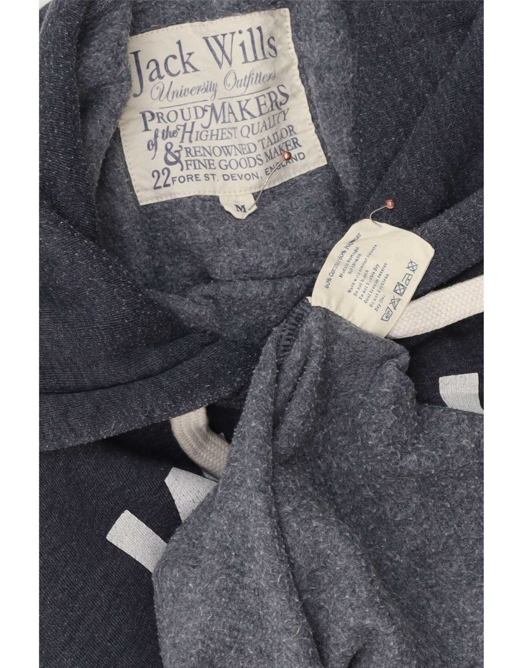 Мужской джемпер с капюшоном Jack Wills с рисунком, средний, темно-синий, хлопок