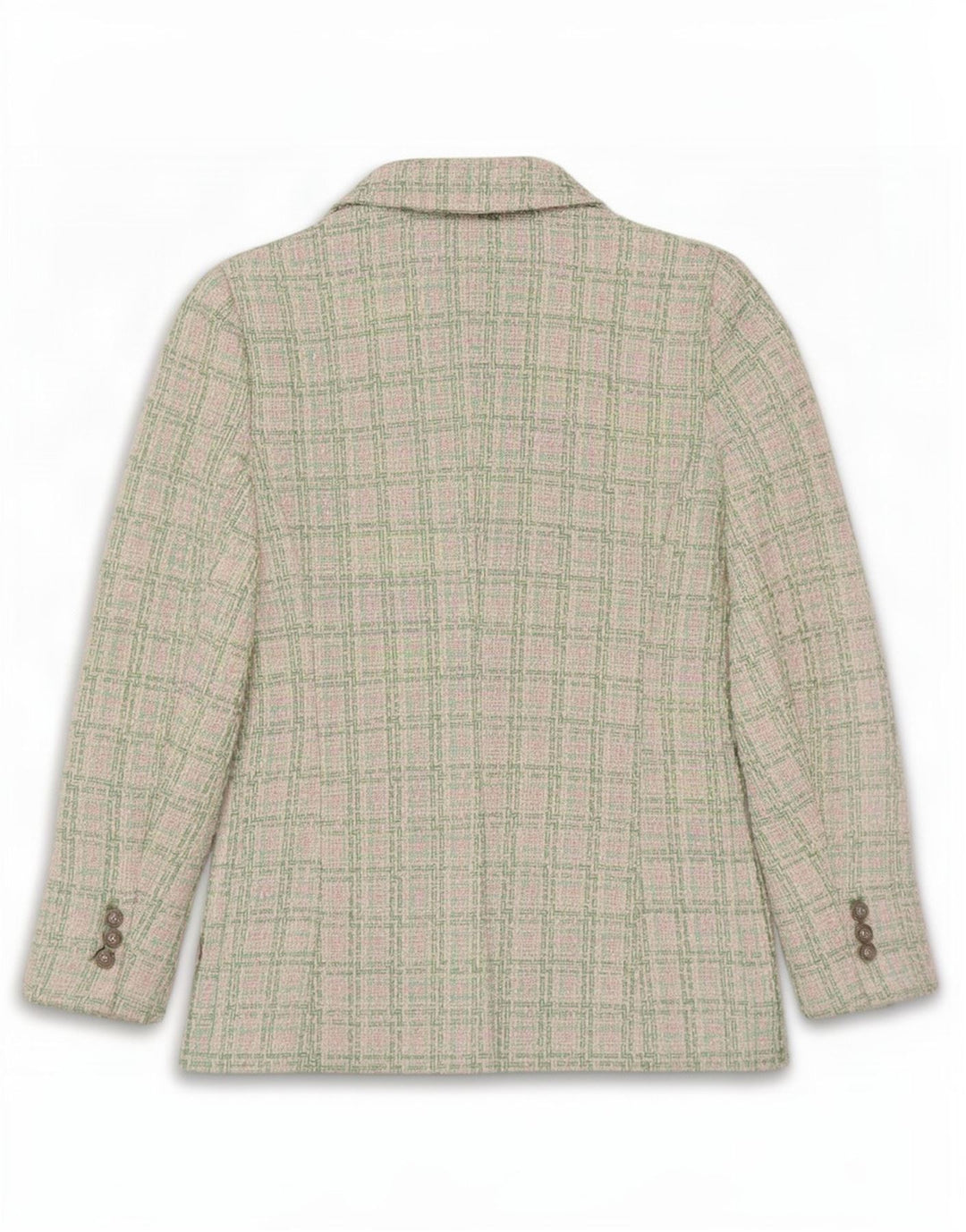 Женский двубортный пиджак Zara UK 12, средний зеленый в клетку