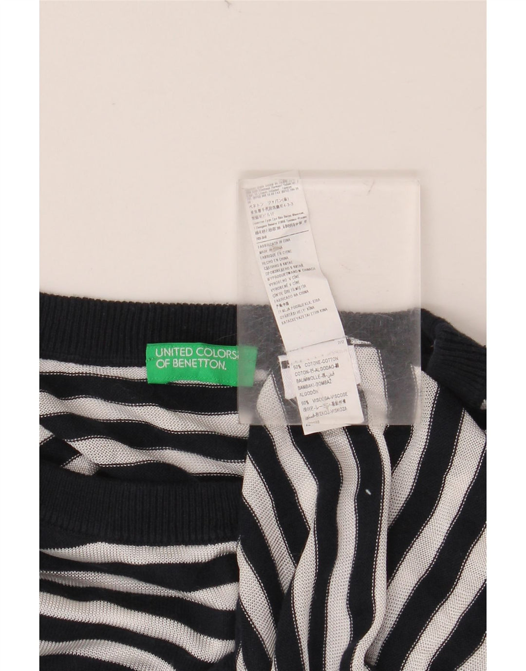 BENETTON Женская блузка с рукавом 3/4, топ UK 10, маленький, темно-синий, морской цвет