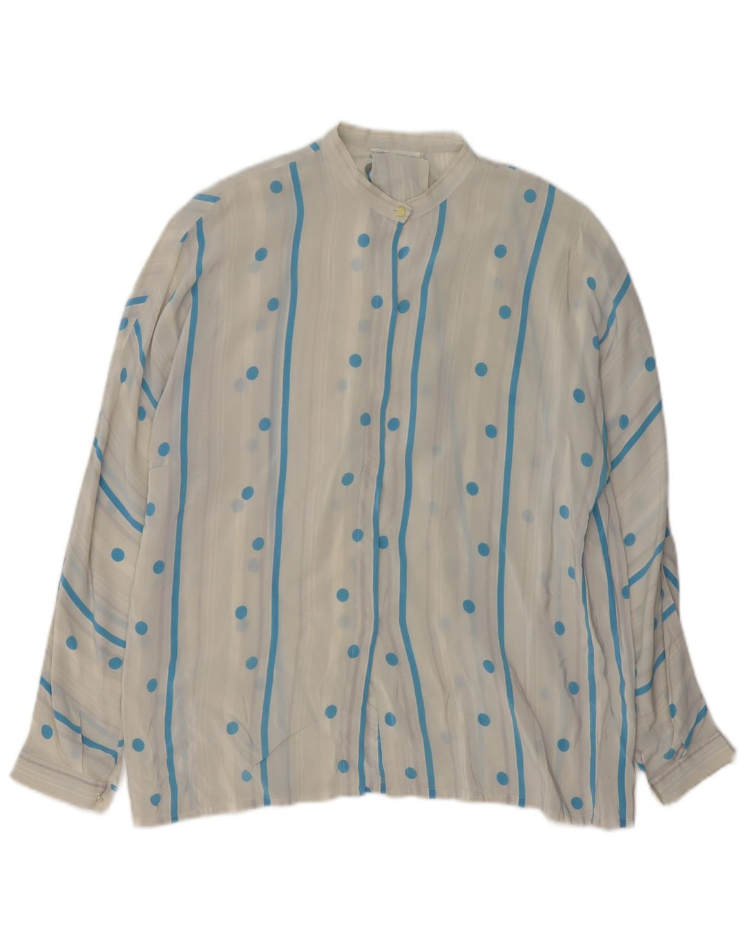 Винтажная женская блузка-рубашка UK 16, большой белый горошек