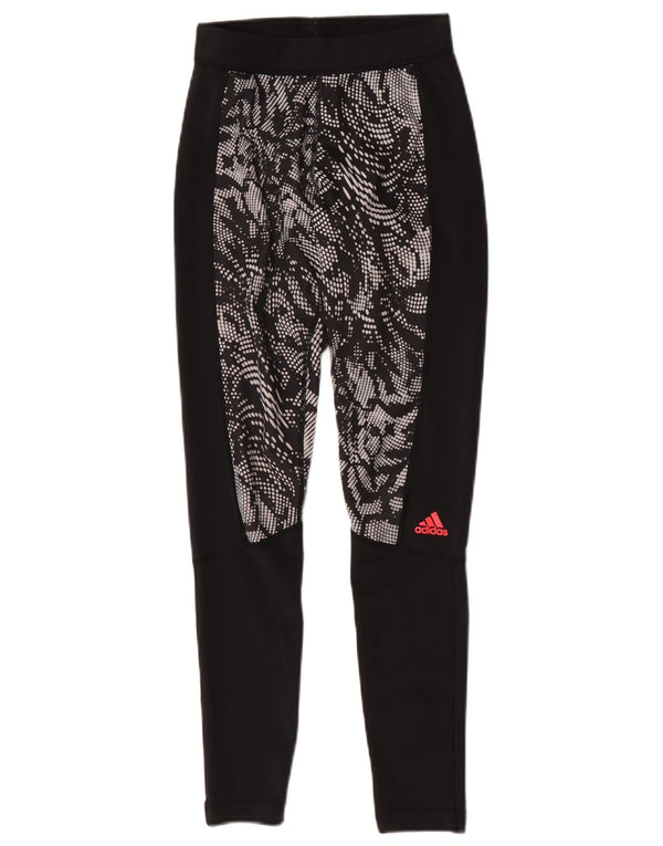 Женские леггинсы Adidas Climalite UK 4/6 XS, черный полиэстер с животным принтом