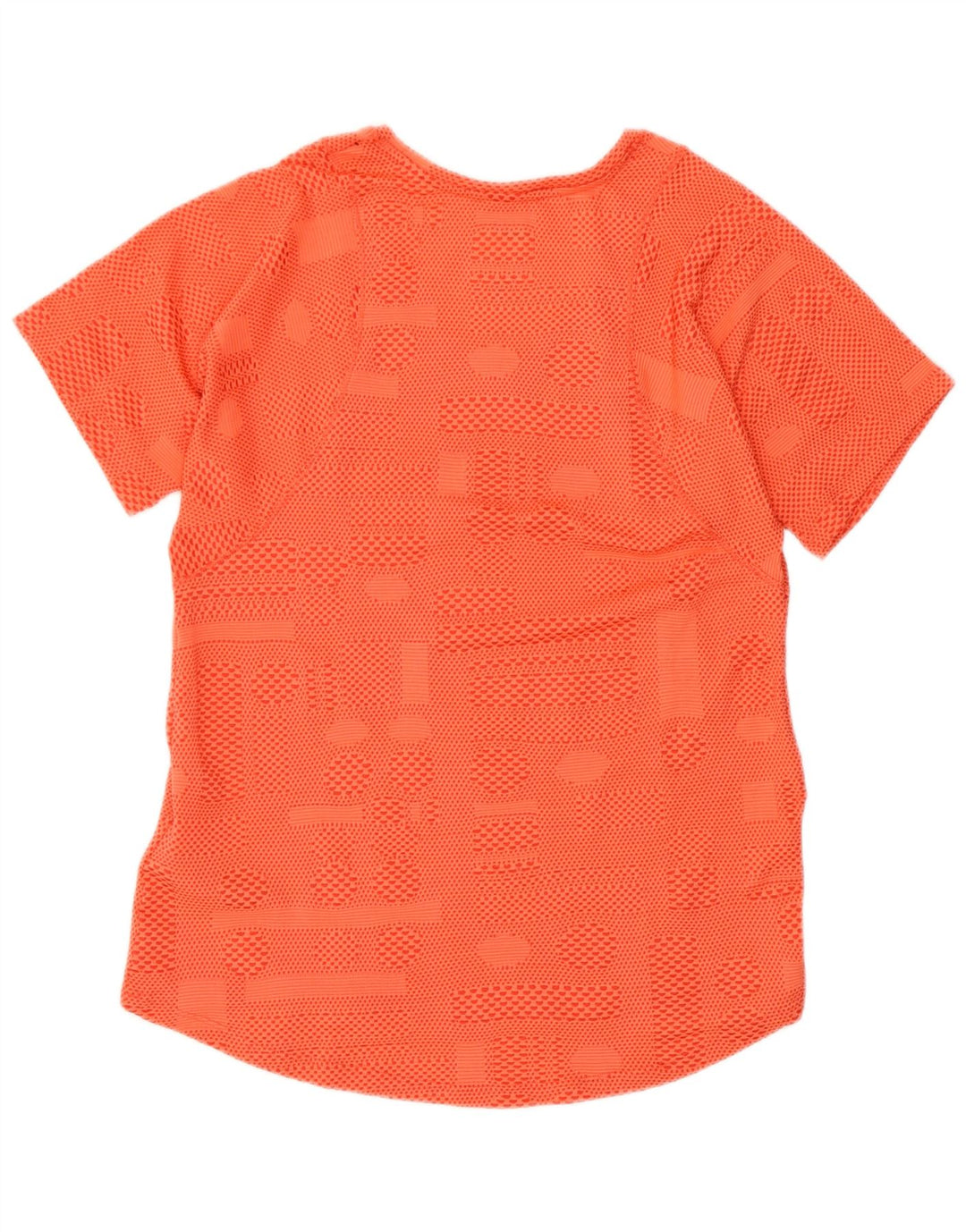 Женская футболка Nike Dri Fit Top UK 12, средний оранжевый полиэстер с геометрическим рисунком