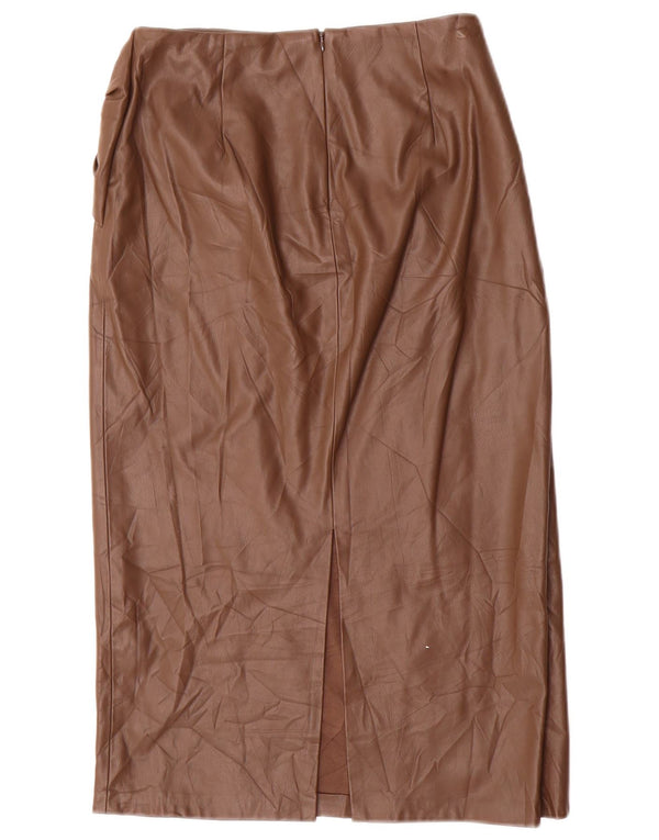 Женская юбка из искусственной кожи Zara Medium W28 Коричневая из полиуретана