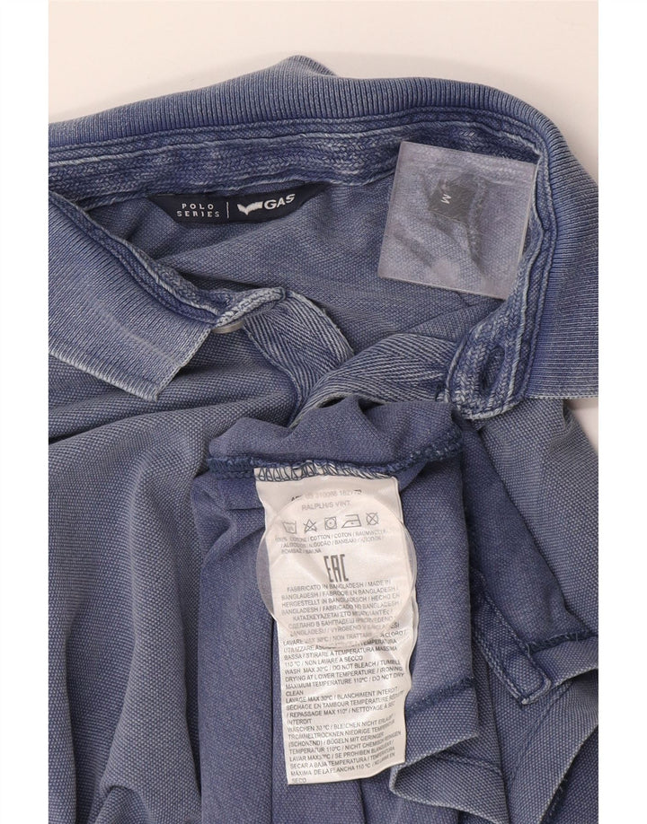 Мужская рубашка поло Gas среднего синего цвета из хлопка