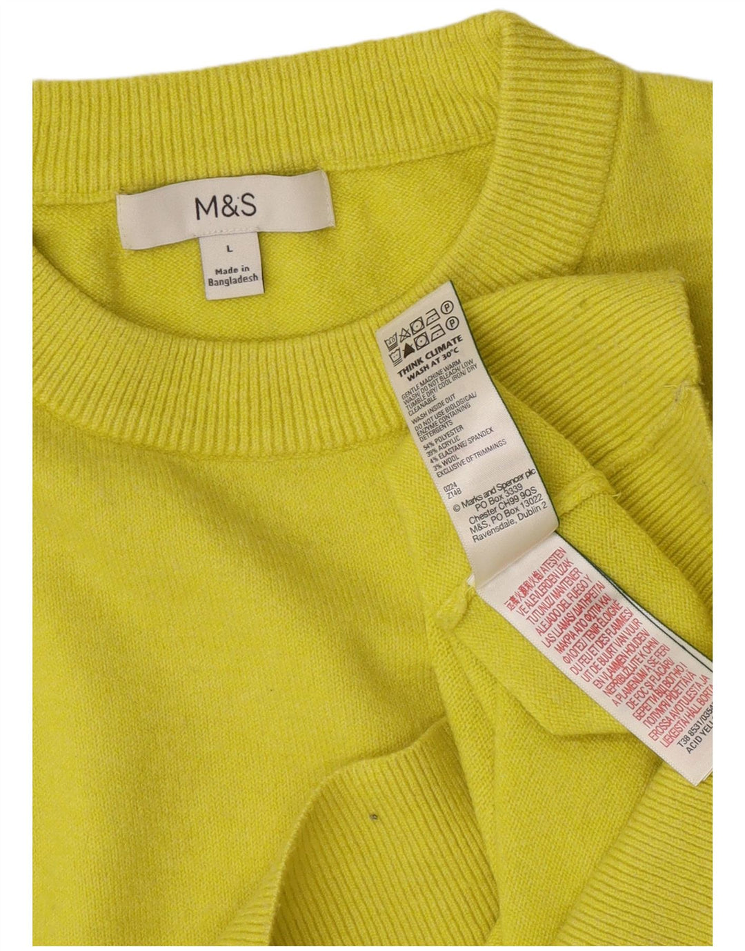 Женский джемпер с круглым вырезом Marks & Spencer, Великобритания 16, большой желтый