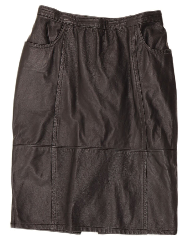 Винтажная женская кожаная юбка W26, маленькая черная кожаная