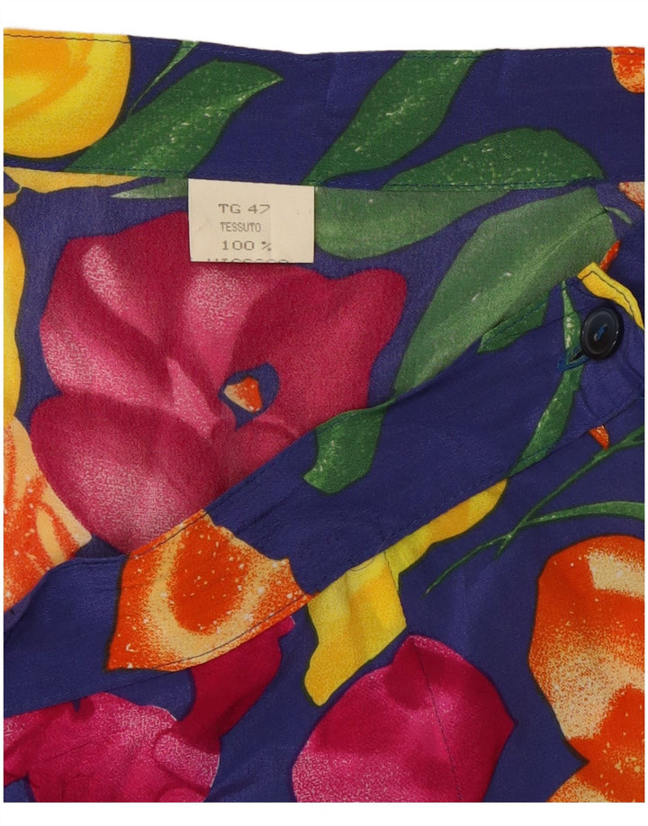 Винтажная женская плиссированная юбка W34, большая разноцветная вискоза с цветочным принтом