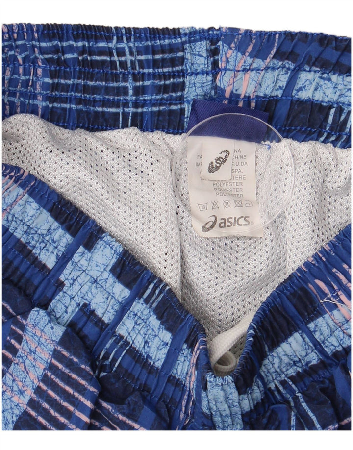Мужские шорты для плавания ASICS, маленькие синие, полиэстер в клетку