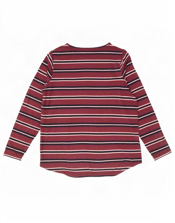 Женский топ Fat Face с длинным рукавом, Великобритания, 18 XL, бордовый, в полоску, хлопок