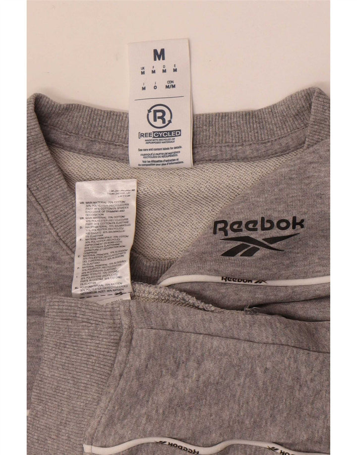 Мужской свитер Reebok, хлопковый джемпер среднего серого цвета