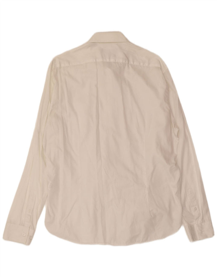 Dkny Мужская приталенная рубашка из хлопка среднего размера белого цвета