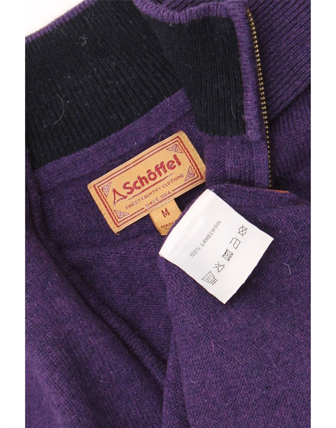 Мужской свитер Schoffel с воротником на молнии, средний фиолетовый из овечьей шерсти