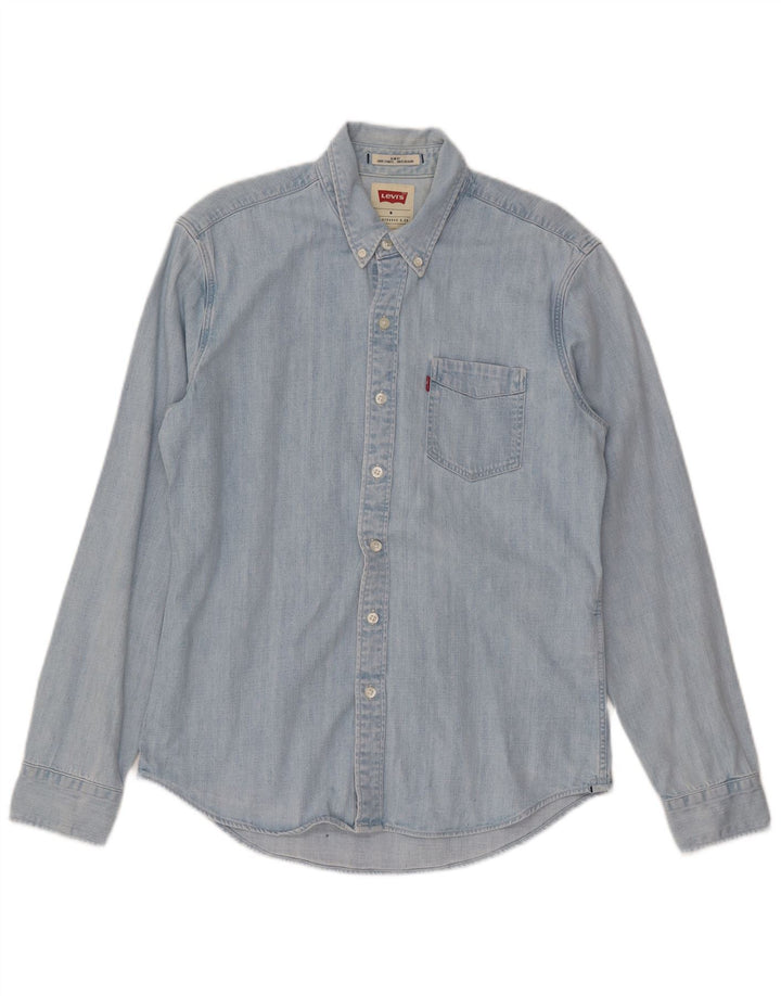 Мужская джинсовая рубашка узкого кроя LEVI'S, хлопок среднего синего цвета