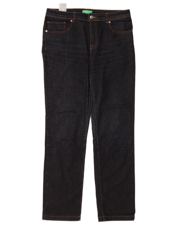 BENETTON Женские прямые джинсы W31 L30 Темно-синие, хлопок