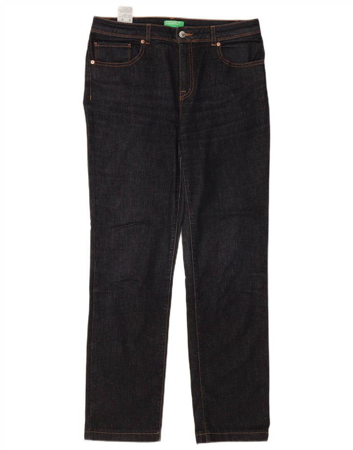 BENETTON Женские прямые джинсы W31 L30 Темно-синие, хлопок