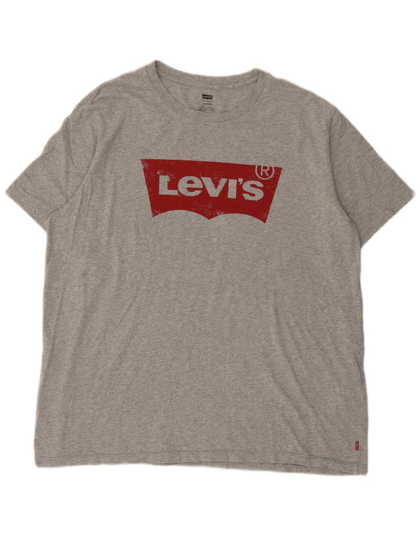 Мужская футболка Levi's Standard с рисунком, топ XL, серый хлопок