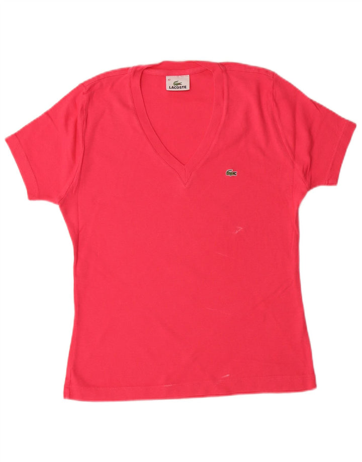 LACOSTE Женская футболка, размер 42, большая, розовая, хлопок