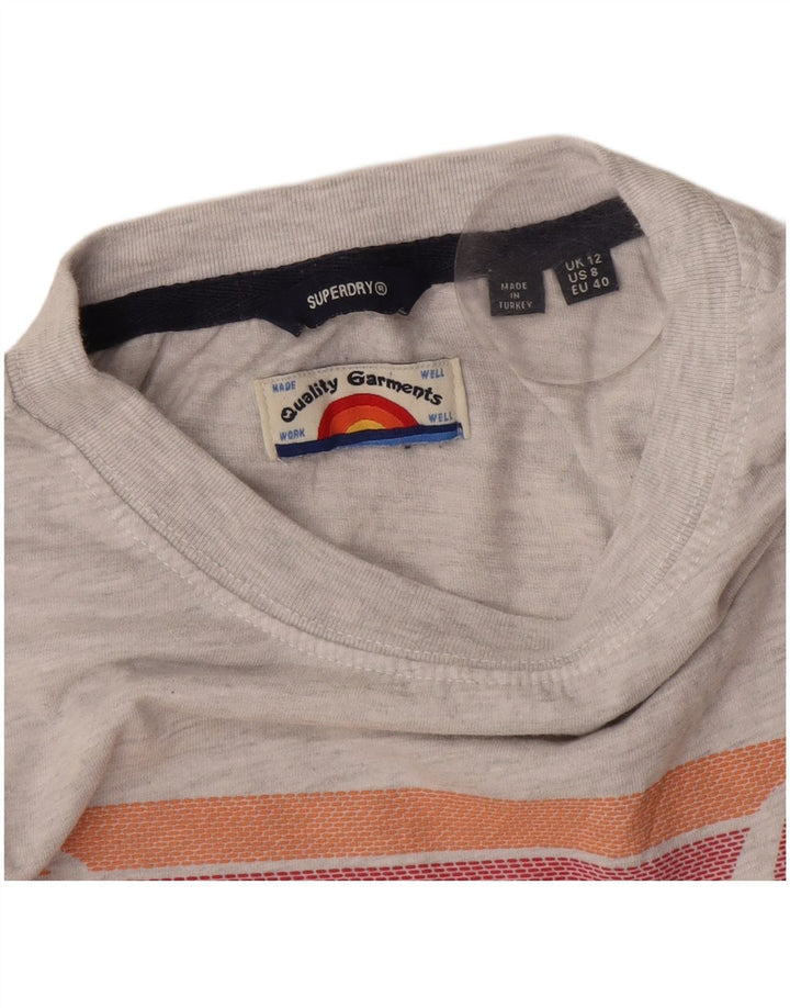 Женская укороченная футболка с рисунком Superdry UK 12, средний серый в полоску